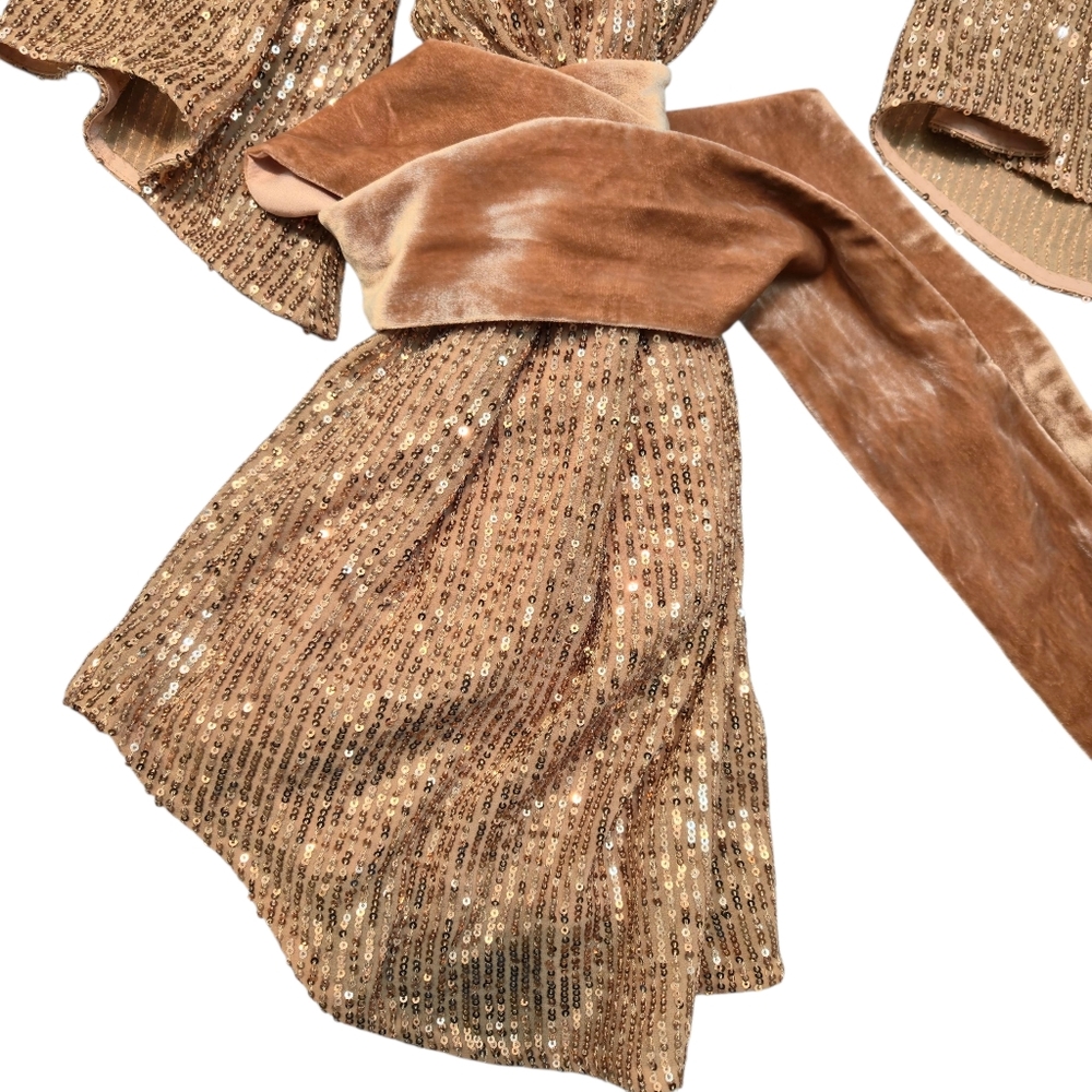 Anthropologie Starling Sequin Tunic Dress Rose Gold XS MSRP $170 - Picture 8 of 16
